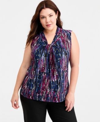 Plus Size Printed Sleeveless Top