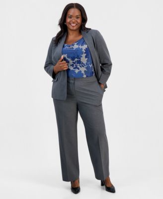 Plus Size Washable Bi-Stretch Mid Rise Straight Leg Pants
