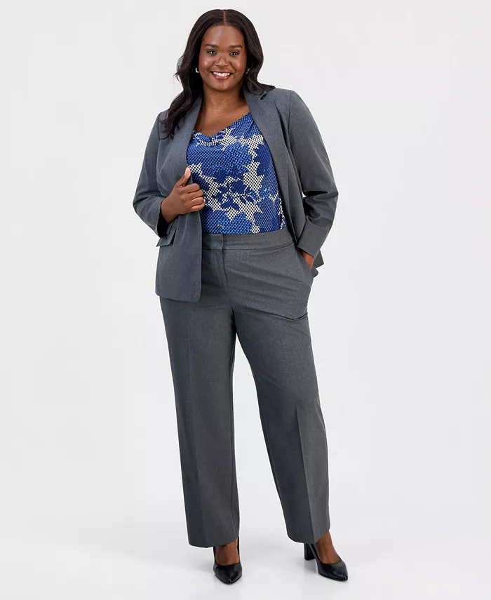 Plus Size Machine Washable Mid Rise Straight Leg Pants