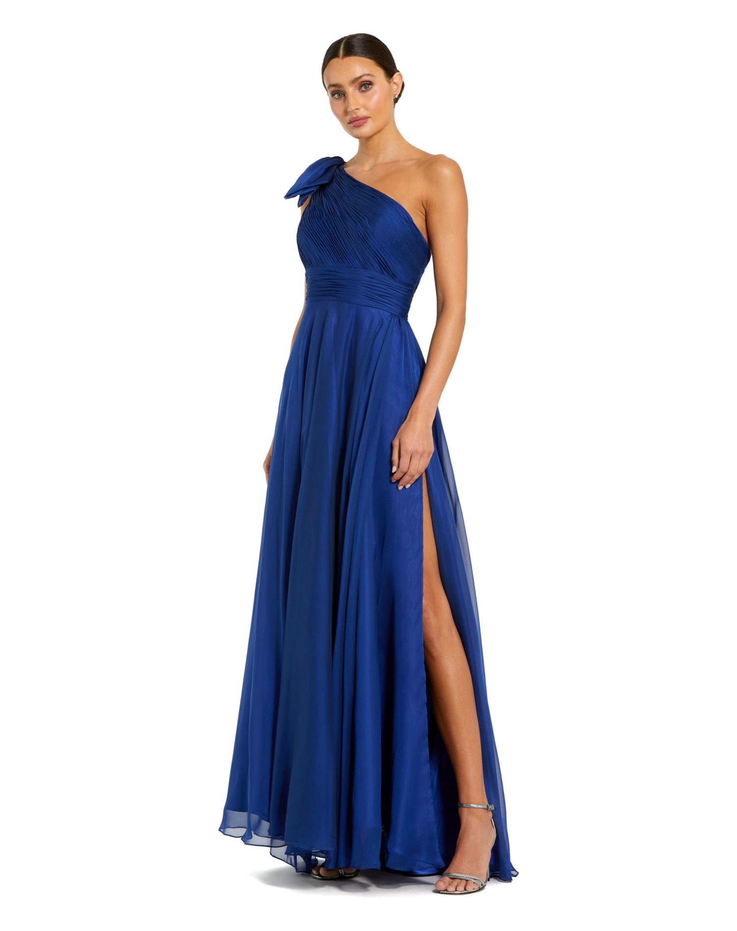 Women's Pleated One Shoulder Chiffon Gown