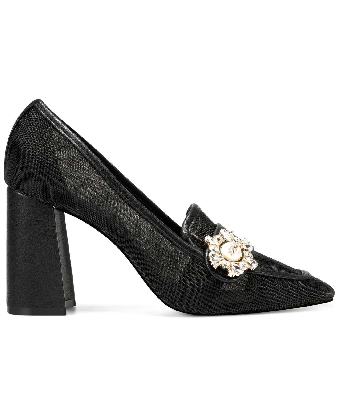 Женские туфли KARL LAGERFELD PARIS Savannah Mesh High Block Heel Pumps, цвет: Чёрный сетчатый — фото 2