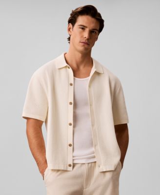 Calvin Klein Men's Ivory/Cream Short Sleeve Sweaters | Macy's