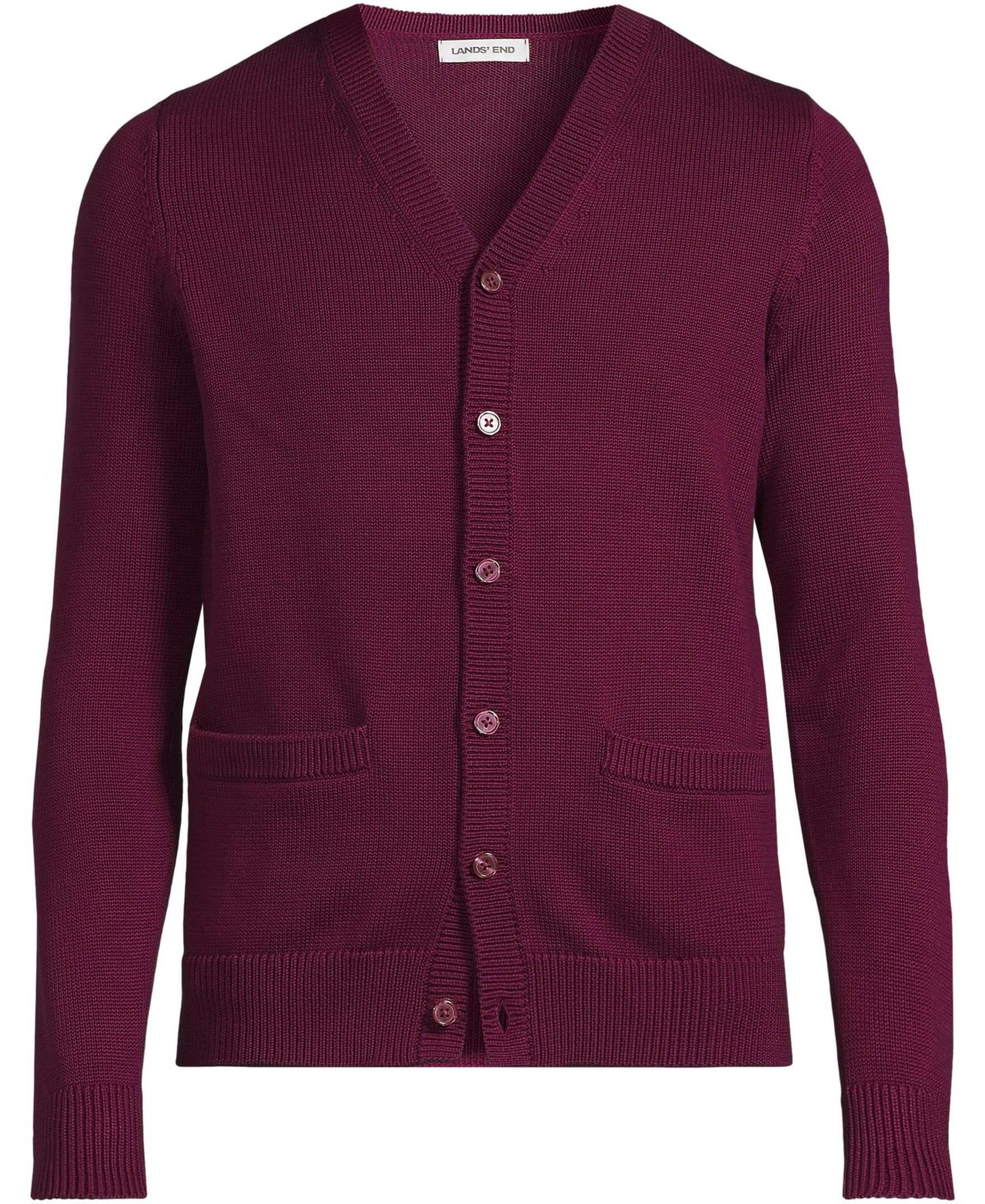 Мужской кардиган Lands' End Adult Legacy Varsity, цвет: Бордовый — фото 3