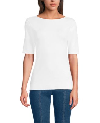 Women's Elbow Sleeve Polished Essentials High Neck Low Back Top