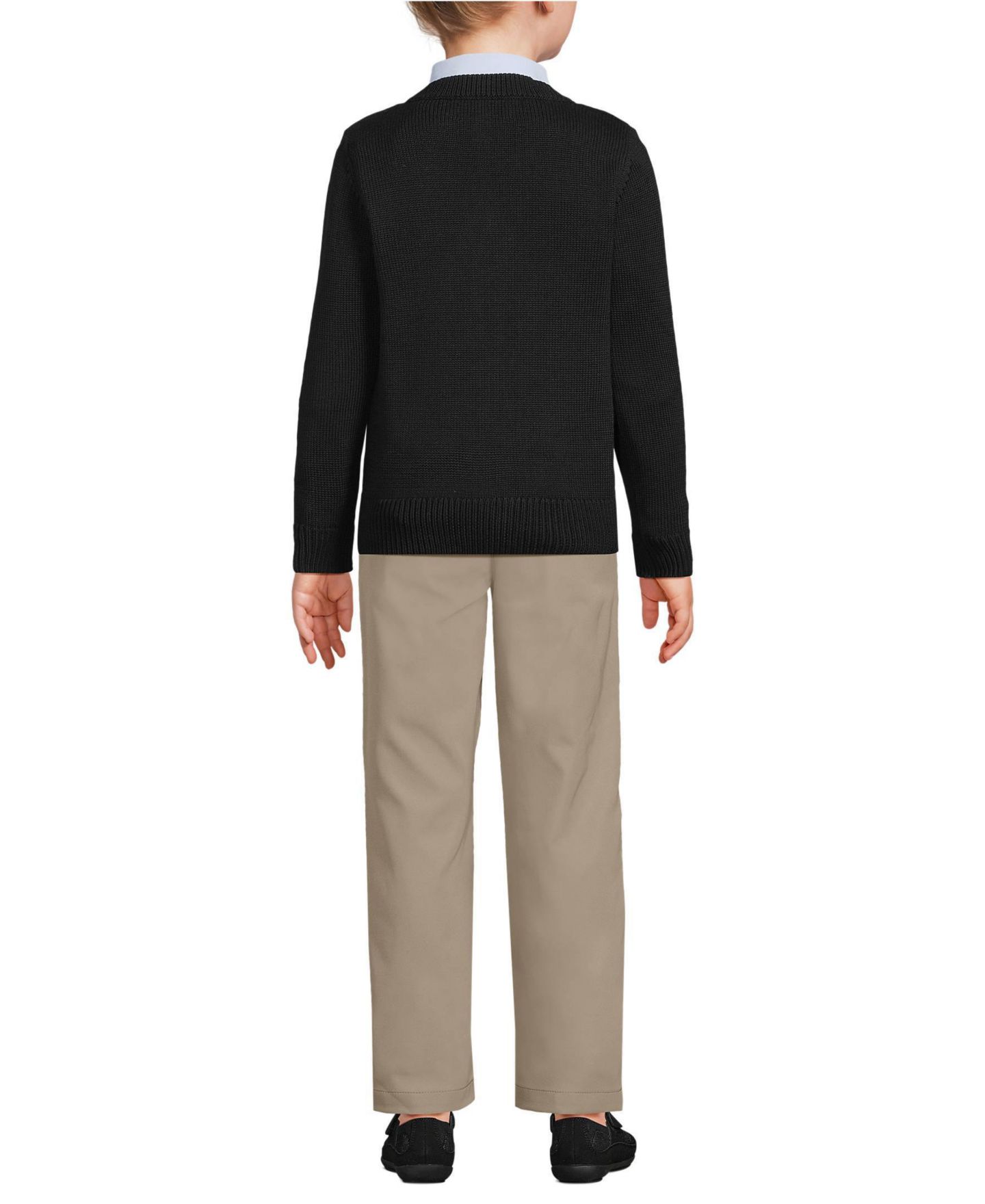 Кардиган Lands' End Legacy Varsity Cardigan для девочек, цвет: Чёрный — фото 2