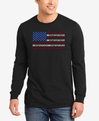 Men's Best Dad Ever American Flag Word Art Long-Sleeve T-Shirt