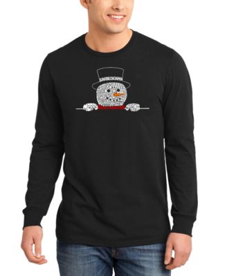 Men's Peeking Snowman Word Art Long-Sleeve T-Shirt