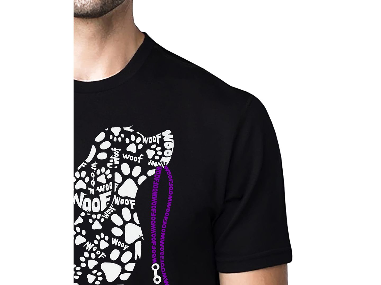 Мужская футболка LA Pop Art Dog Leash Word Art Cotton and Polyester Blend, цвет: Чёрный — фото 2