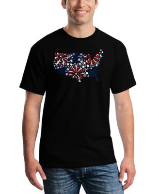 Men's USA Fireworks and Stars Word Art T-Shirt
