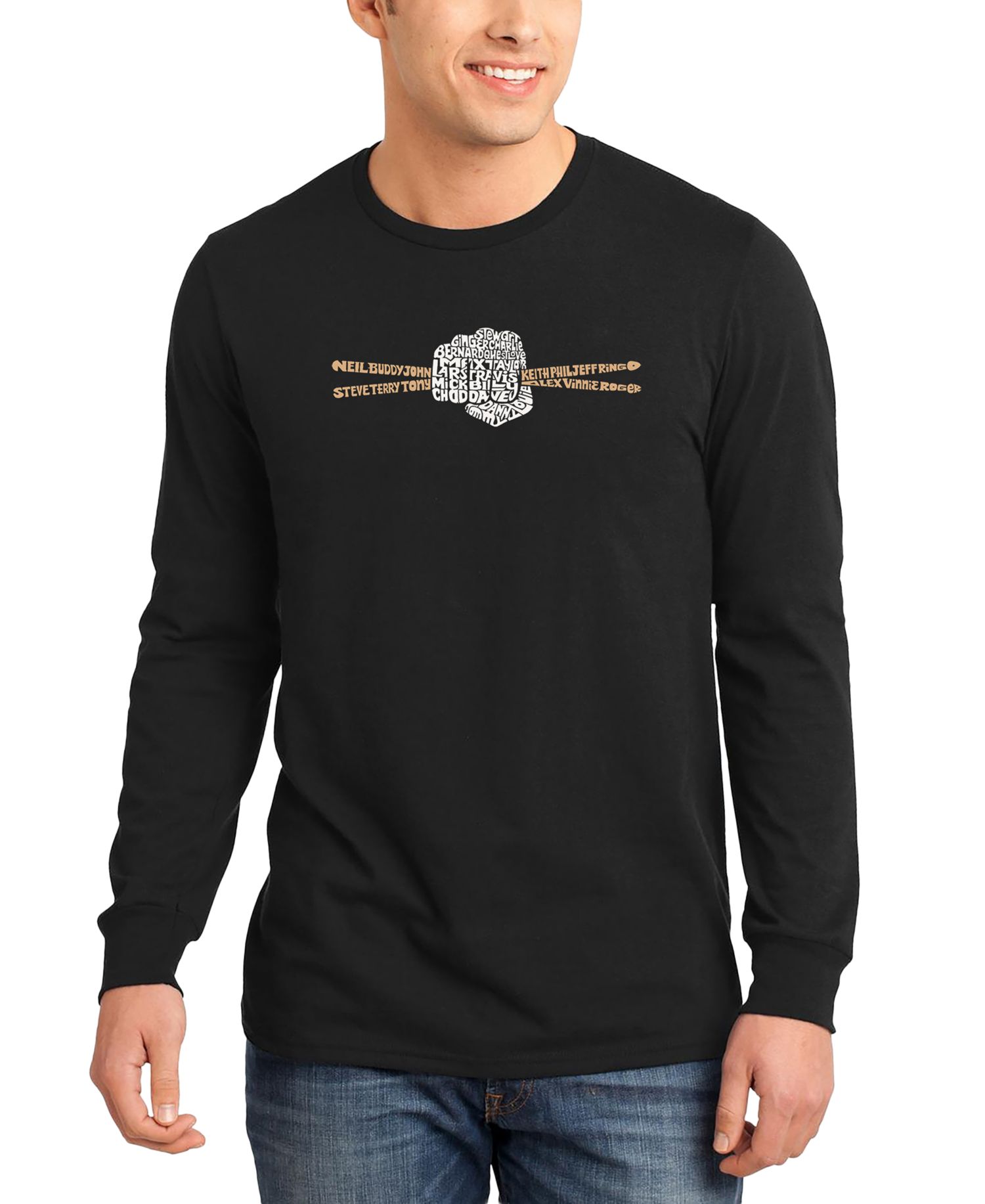 Men's Drumsticks Word Art Long-Sleeve T-Shirt