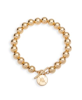 Lauren Ralph Lauren Gold-Tone Logo Beaded Bracelet - Gold 45$