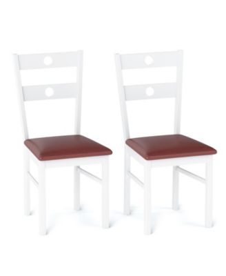 Kitchen Dining Chairs Set of 2 Wood Armless Hollow Back Design