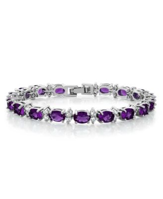 Gnuadz Women's Tennis Bracelet Oval Round Cz 7 Inch - Purple