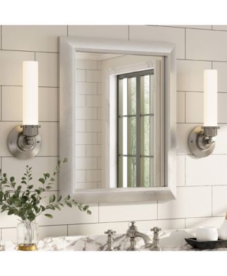16" x 20" Inch Thick Metal Framed Wall Mirrors for Bedroom, Rectangle Wall-Mounted Mirrors in Brushed Silver