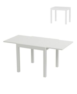 Expandable Outdoor Dining Table with Aluminum Frame and Wood-Look Top, Seats 4 to 6