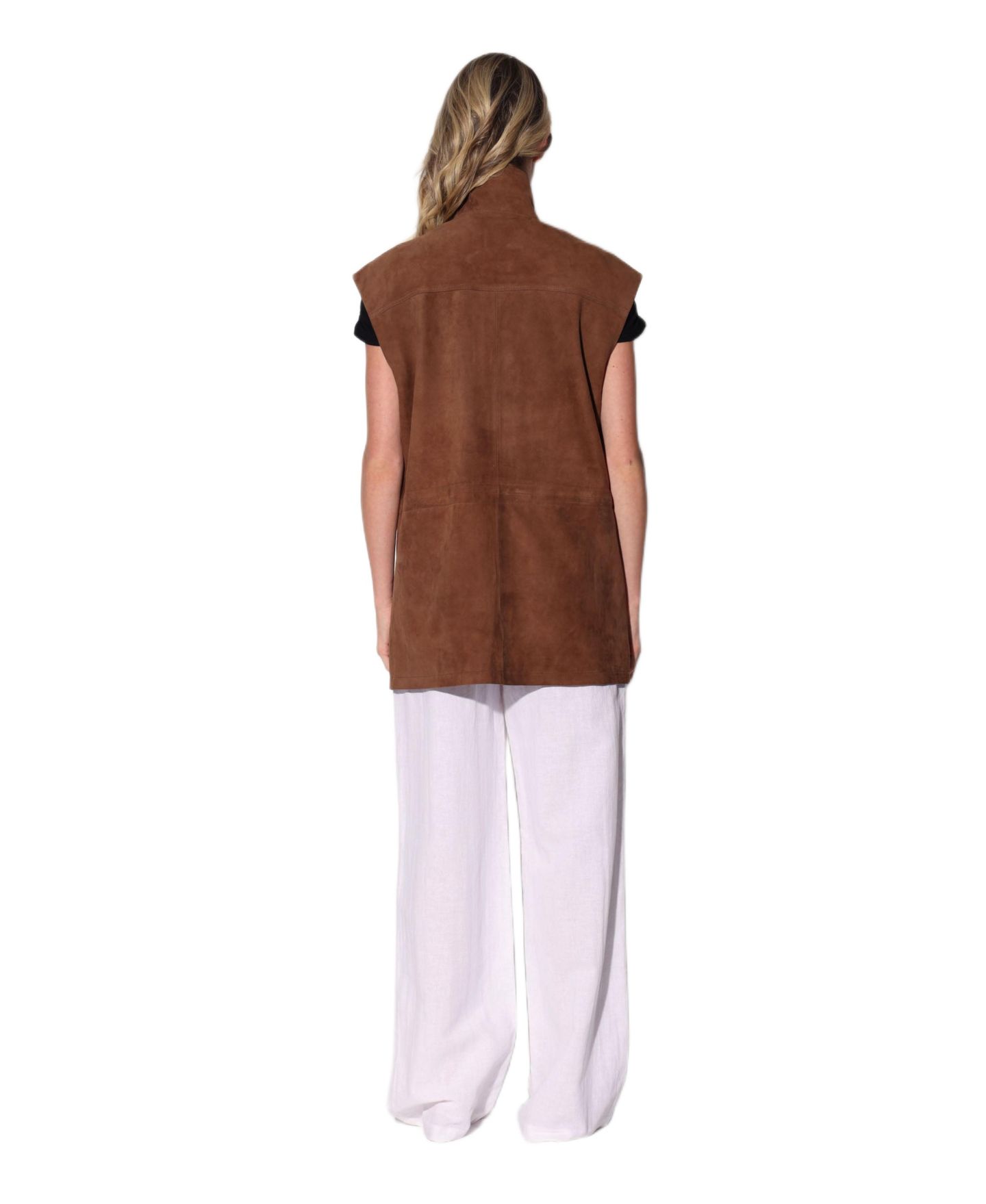 Женский жилет Walter Baker Renata Longline Cargo Vest, цвет: Каштановый замшевый — фото 2