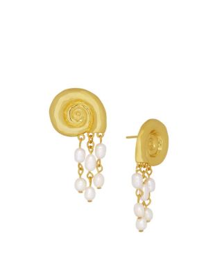 Waterproof Shell Pearl Beaded Stud Earrings