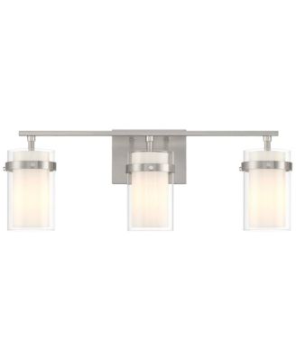 Kazran Modern Wall Light Brushed Nickel Hardwire 21 1/4" 3-Light Fixture Frosted Glass for Mirror Vanity