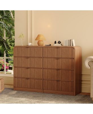 gaomon Fluted 8 Drawer Dresser, Modern Bedroom Dresser with Rounded ...