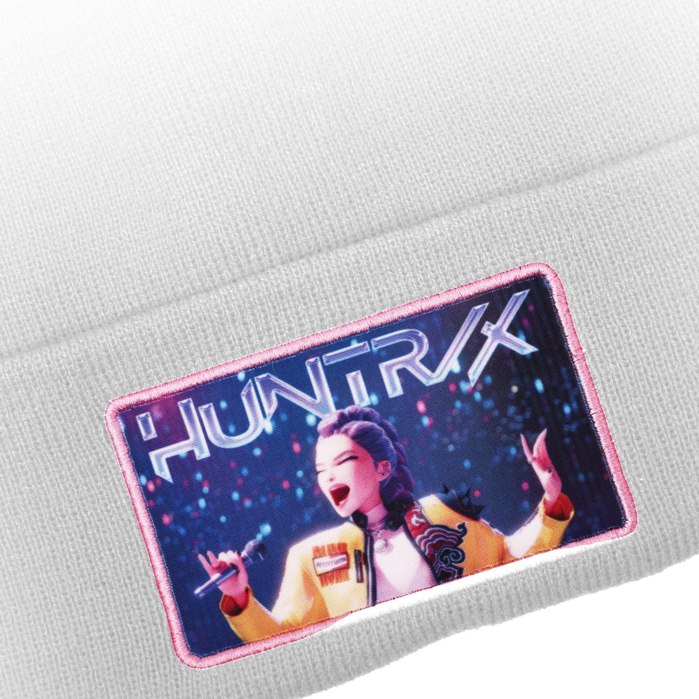Мужская шапка KPop Demon Hunters Huntr/x Hot Pink Cuff Knit, цвет: Розовый — фото 2