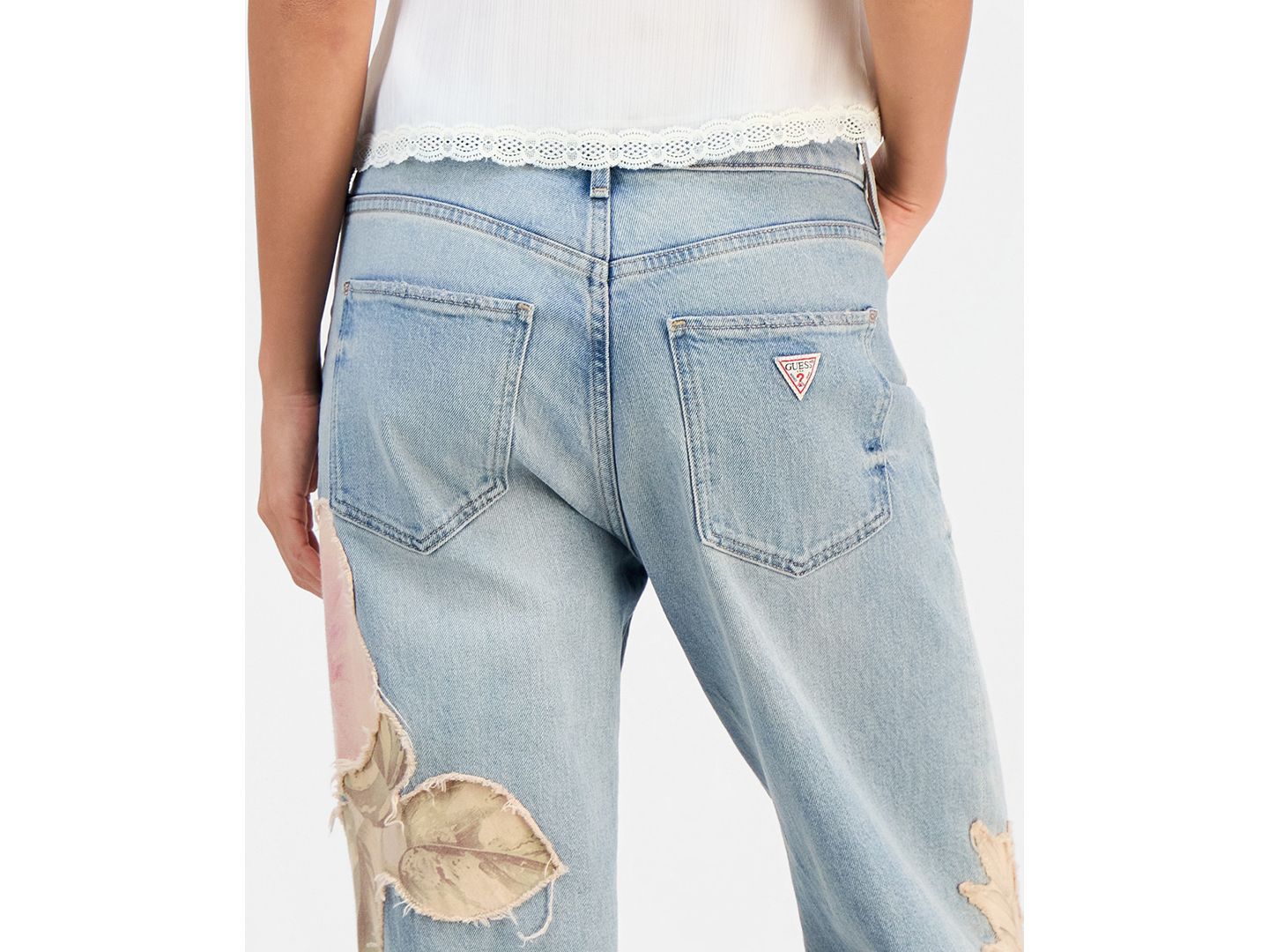 Женские джинсы GUESS Rey Floral Appliqué Wide-Leg, цвет: Варёный — фото 6