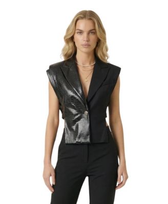 Women's Mixed Texture Sleeveless Blazer