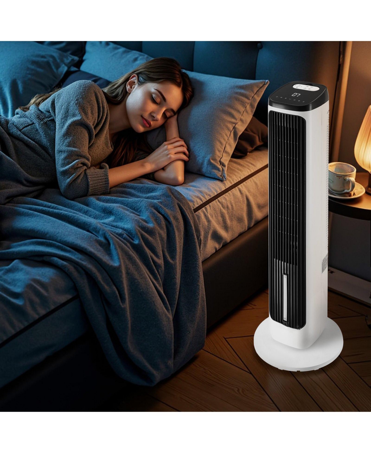 Mecale Bladeless Tower Fan 23.3 feet/s 9-Speed Oscillating with 24H Timer