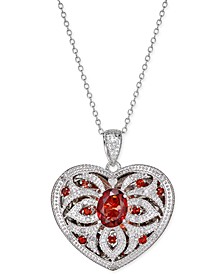 Amethyst (2 ct. t.w.) & Diamond (1/10 ct. t.w.) Heart Locket Pendant Necklace in Sterling Silver (Also available in Garnet)