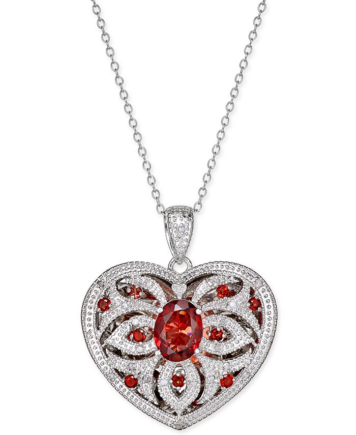 Macy s Garnet 2 ct. t.w. and Diamond 1 10 ct. t.w. Locket