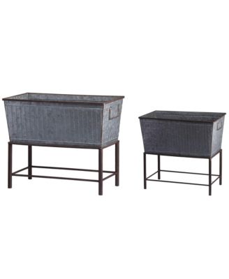 Rustic Metal Planters with Stands Set of 2