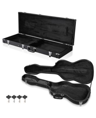 2 Pack Electric Guitar Hard Case Wooden Shell for Stratocaster Style and Universal Portable Lockable Gig Bag Concert Studio