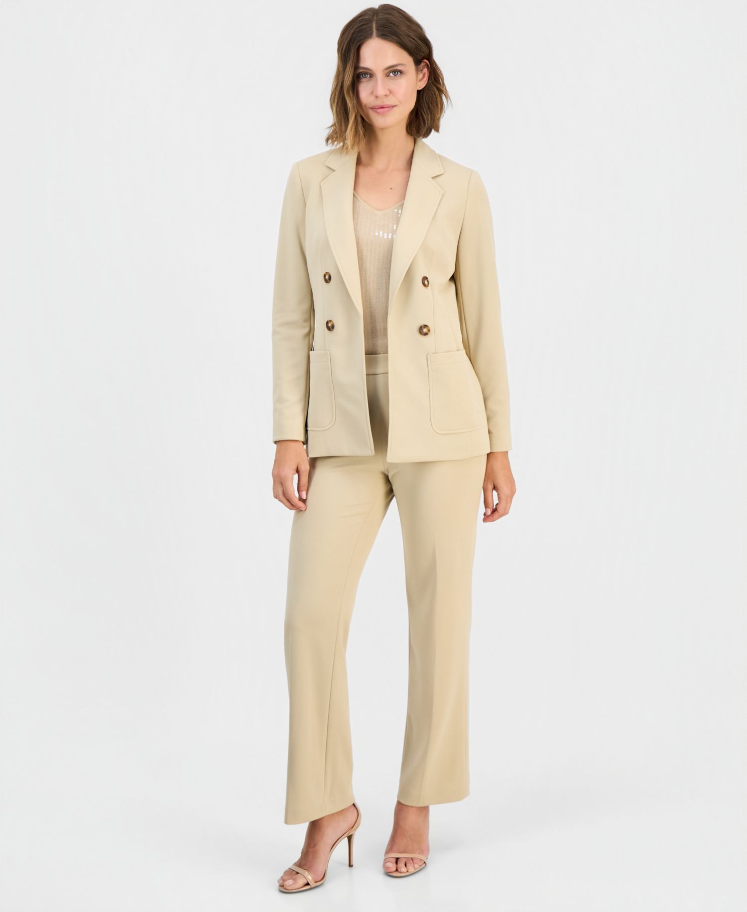 Faux Double-Breasted Blazer & Wide-Leg Sailor Pants