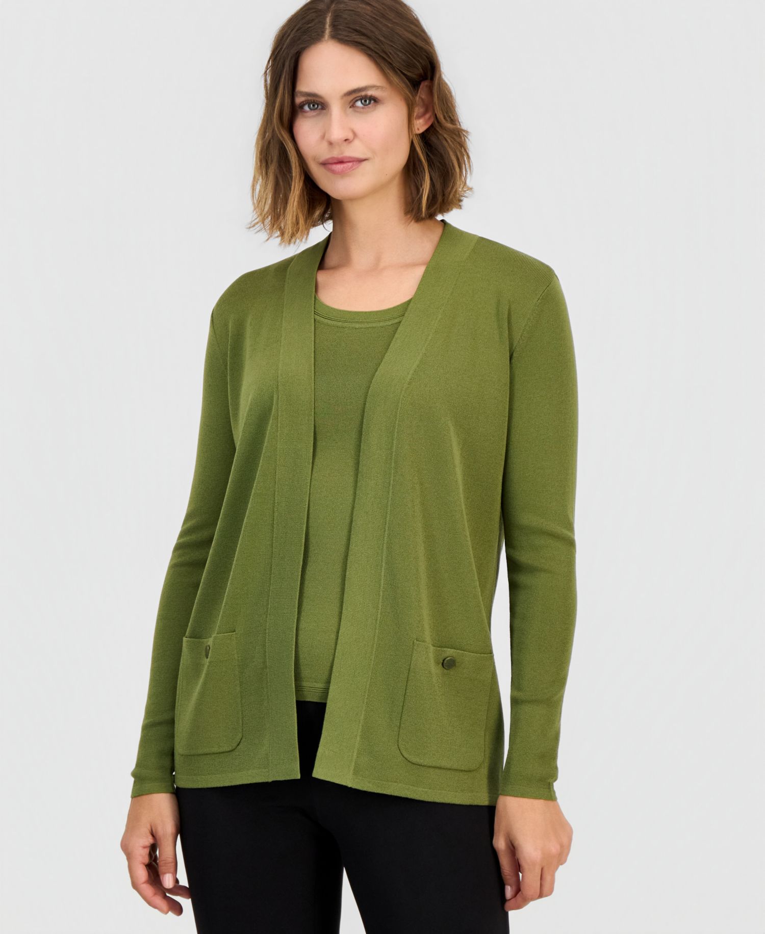 Women's Fine Rib Open-Front Malibu Cardigan