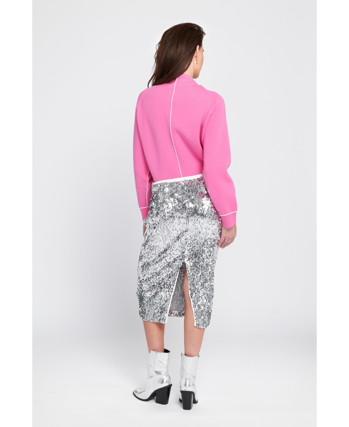 Elle Collection Women's Sequin Midi Skirt Pencil