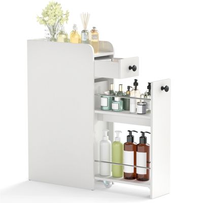 Small Bathroom Storage Cabinet 4-Tier Narrow Toilet Side Storage Cabinet