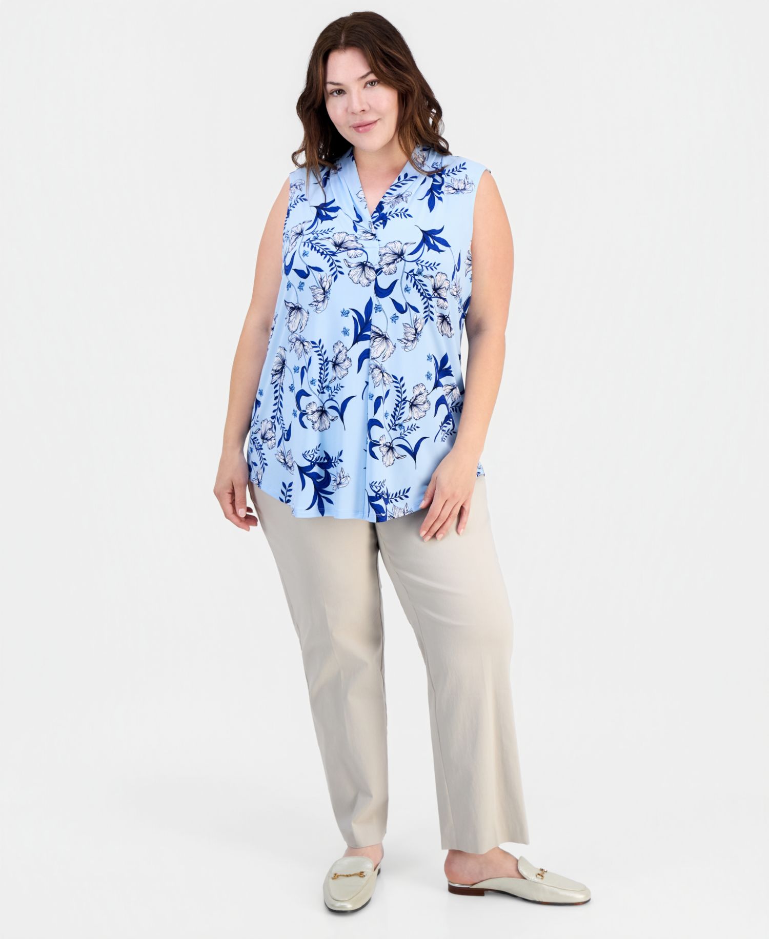 Plus Size Indina Floral Sleeveless V-Neck Top