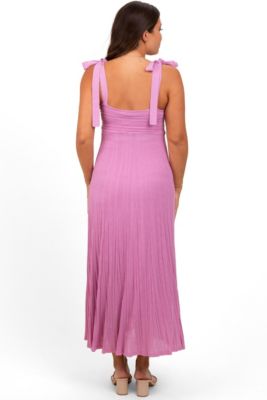 maxi dress patterned Dainty pink A-line maxi dress with blue-flowered pattern, Glow-Up XXL / 12 / Pink-Blue