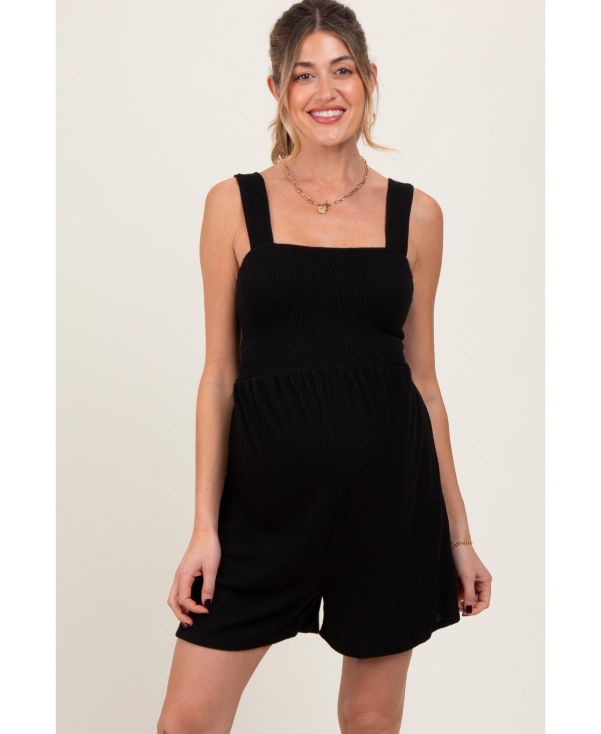 Black Ribbed Smocked