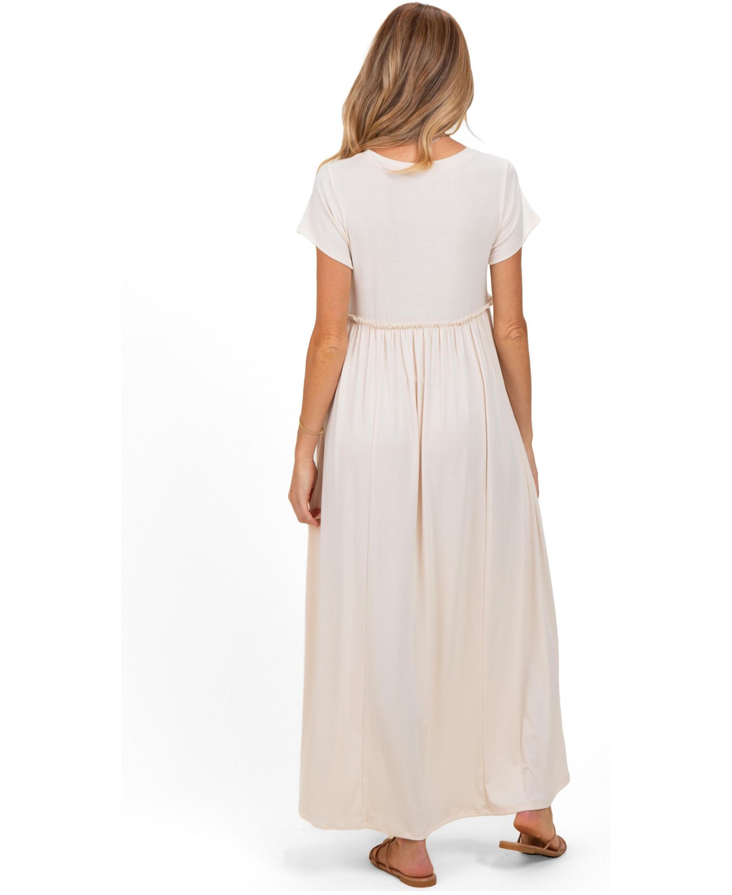 Women's Olive Ruffle Trim Maxi Dress