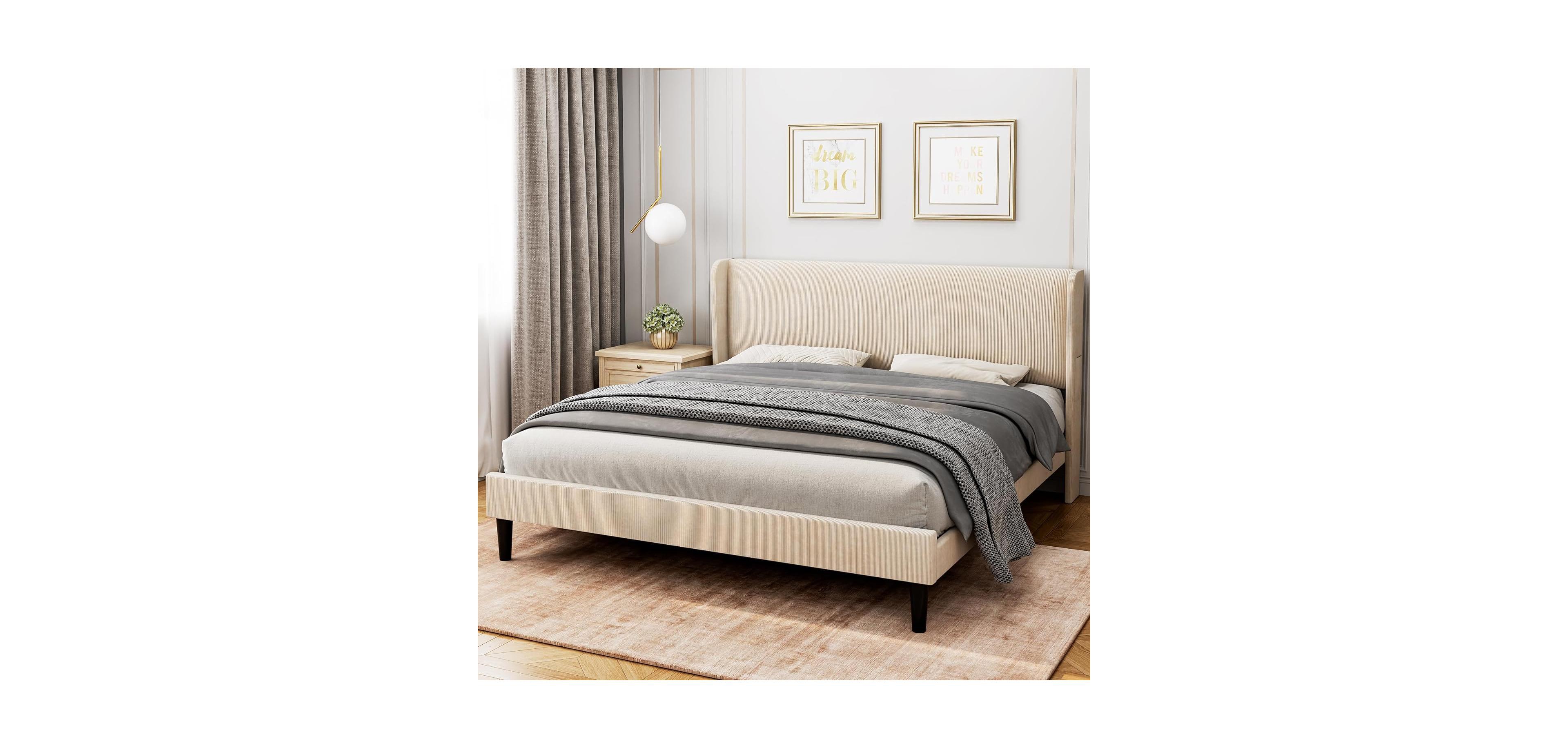 gaomon Bed Frame with Headboad and Wingback