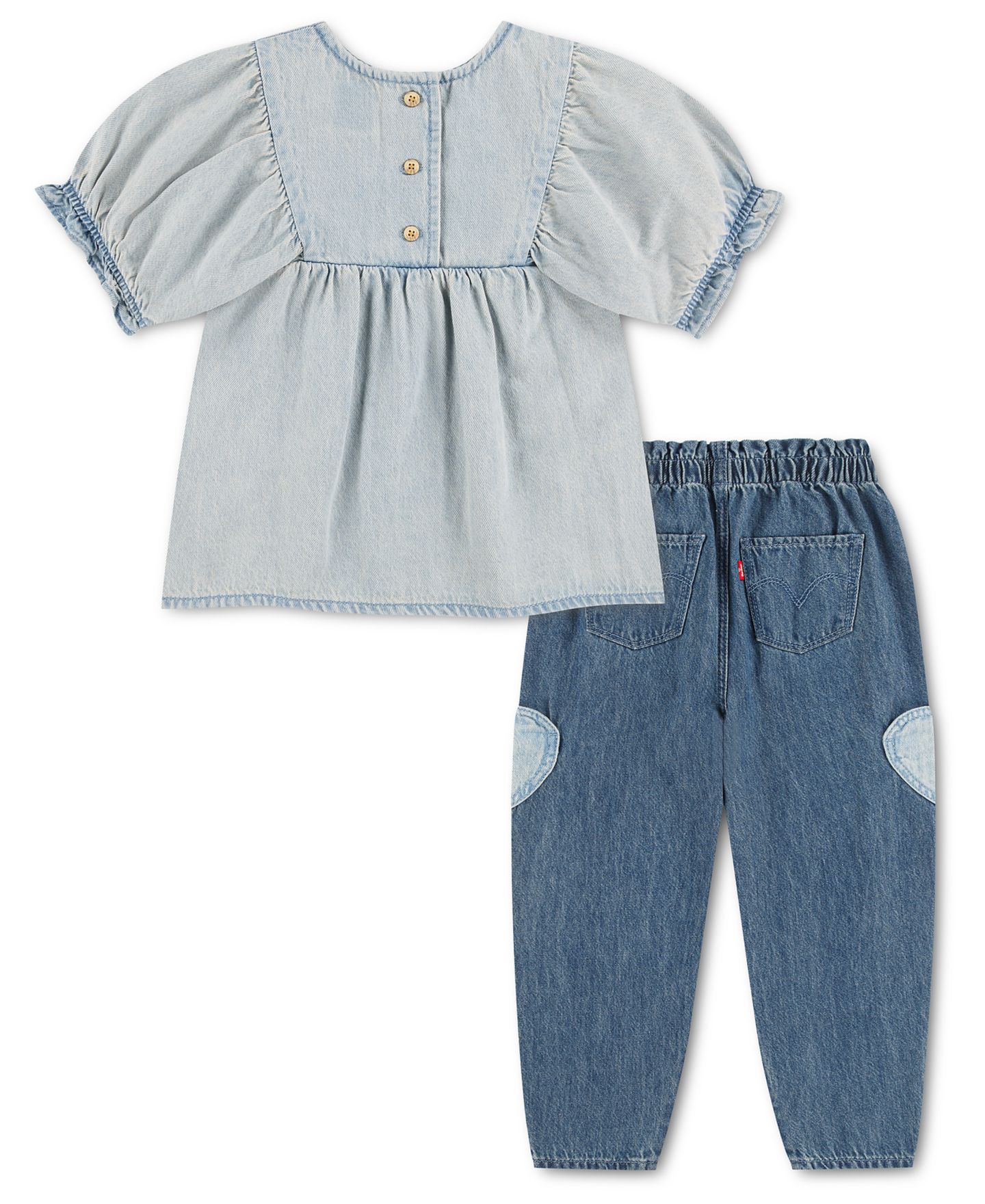 Levi's Girls' 2T-6X Yoke Short-Sleeve Top and Pants, 2-Piece Set, цвет: Bauhaus Blues — фото 2