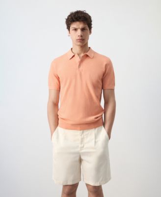 Men's Microstructure Fine-Knit Polo Shirt