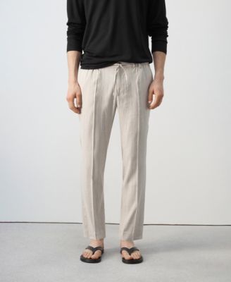 Men's Striped Slim-Fit Linen Pants