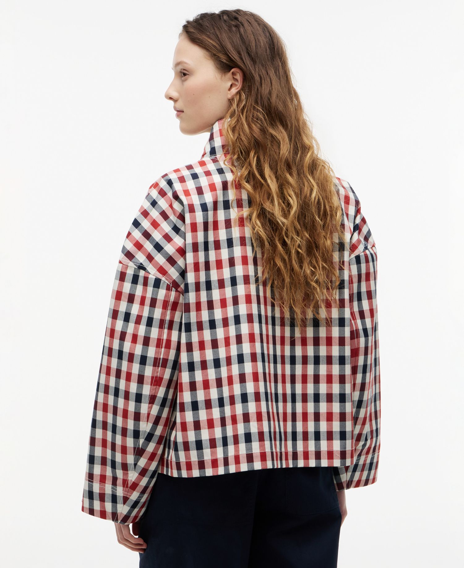 Women's Cotton-Blend Checked Parka Jacket
