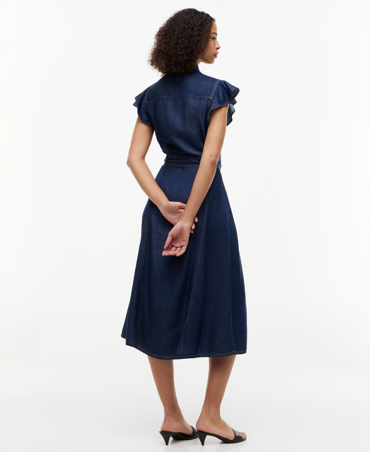 Women's Collar Short-Sleeve Midi Dress