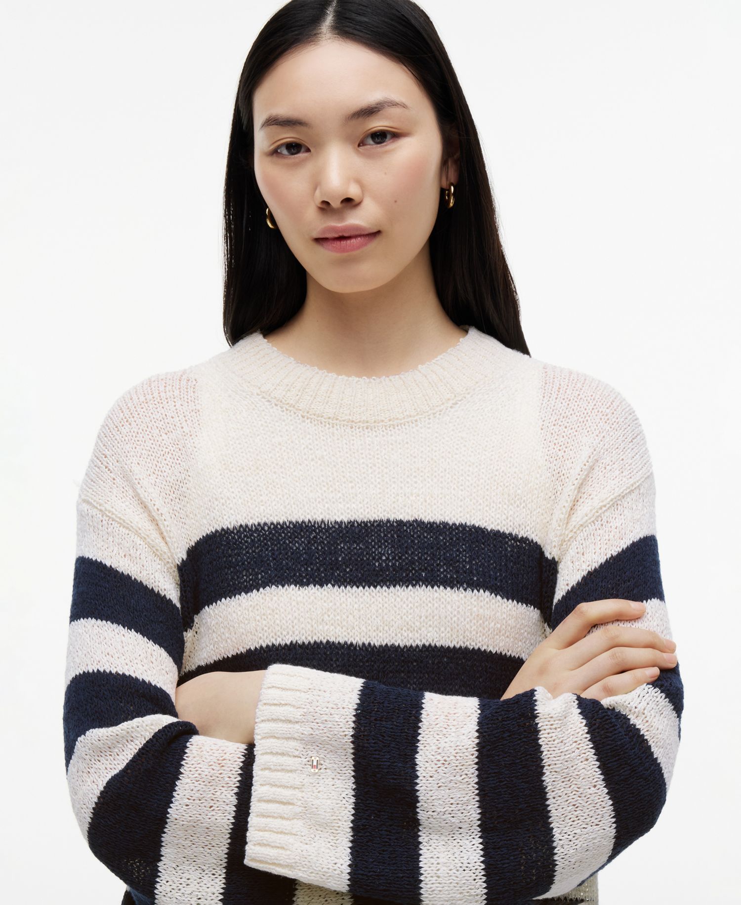 Women's Cotton Nautical Stripe Sweater