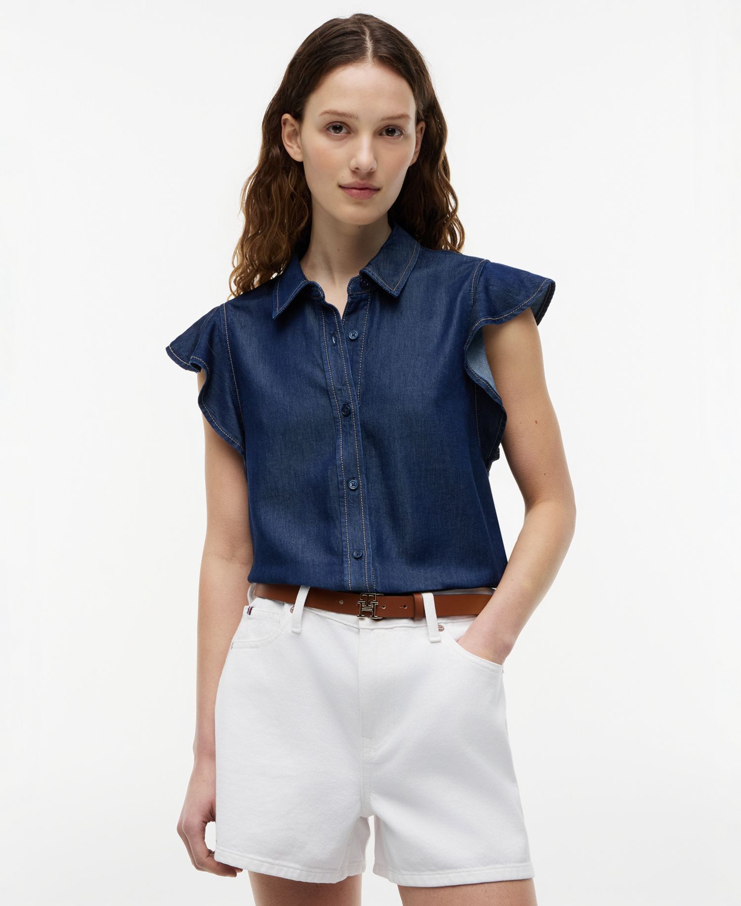 Women's Cotton-Blend Short-Sleeve Shirt