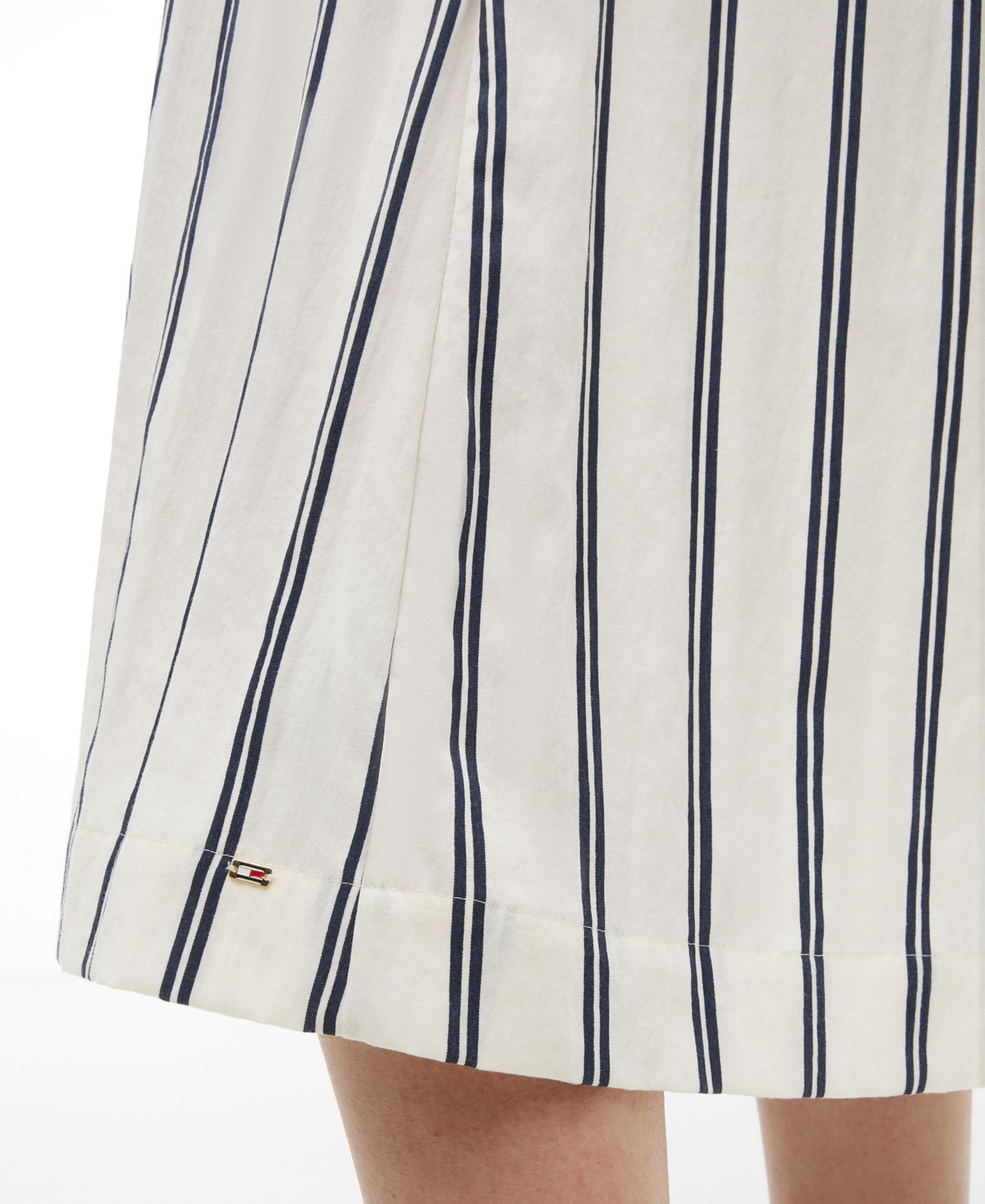 Women's Nautical Stripe Button-Front V-Neck Linen-Blend Midi Dress