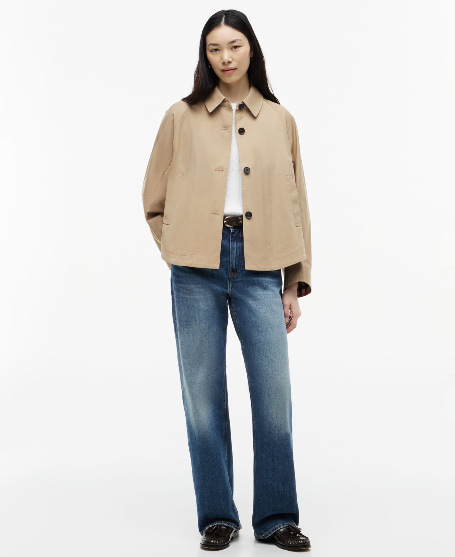 Women's Cotton Collared Long-Sleeve Jacket