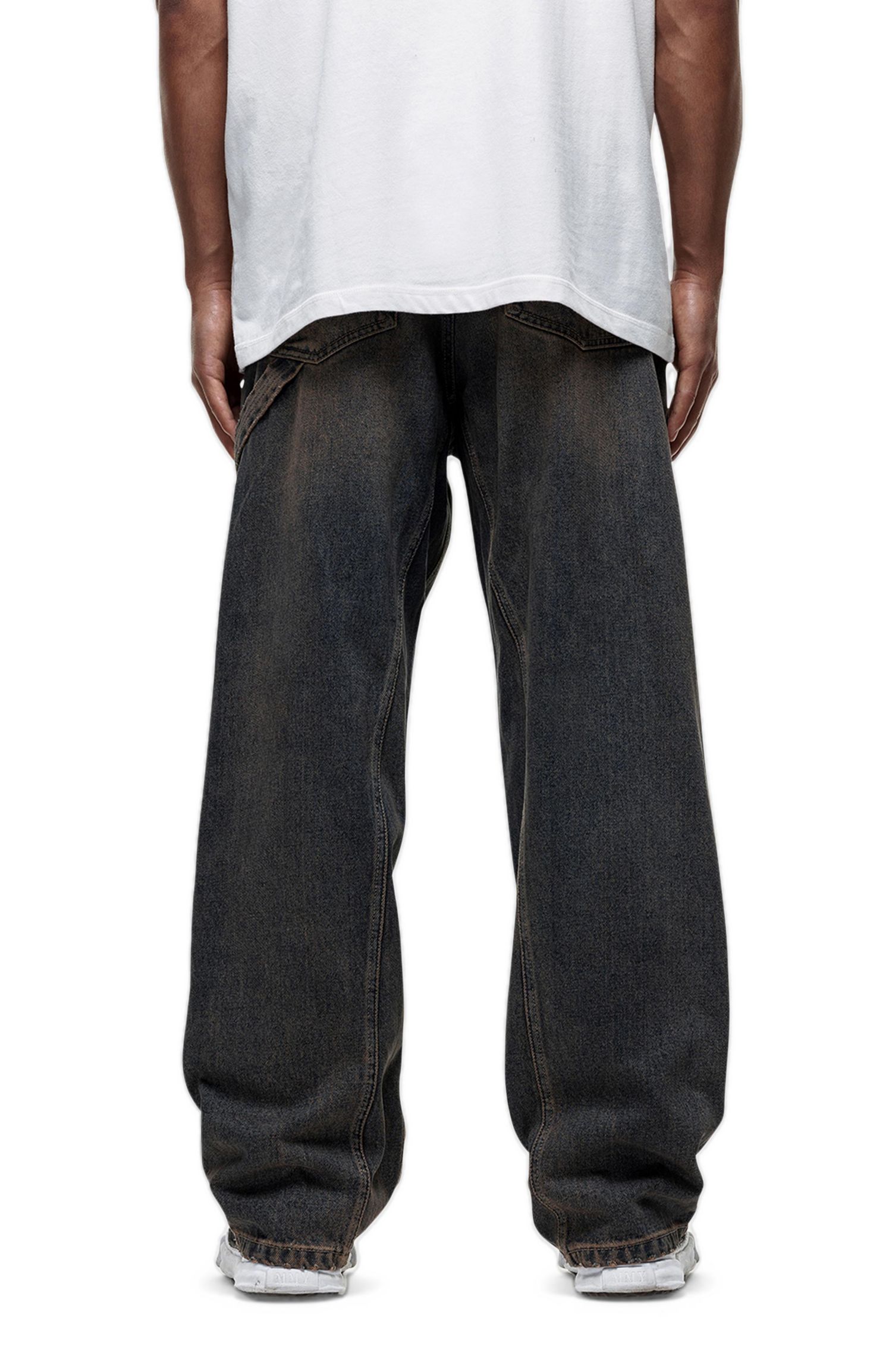 Men's Traipes Blue Washed Baggy Denim Jeans